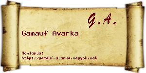 Gamauf Avarka névjegykártya